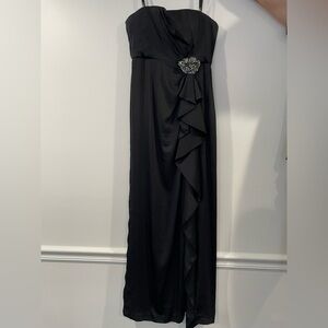 BCBGMaxAzria Black Ruffled strapless Embellished Maxi Gown size 10